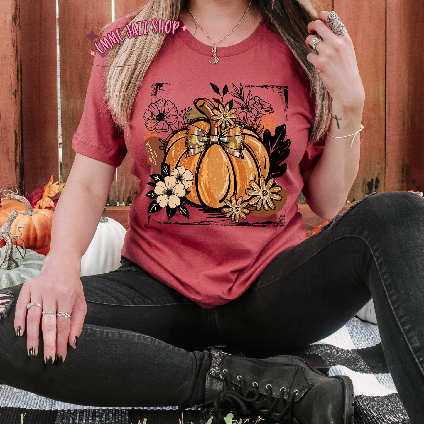 Floral Pumpkin Tshirt