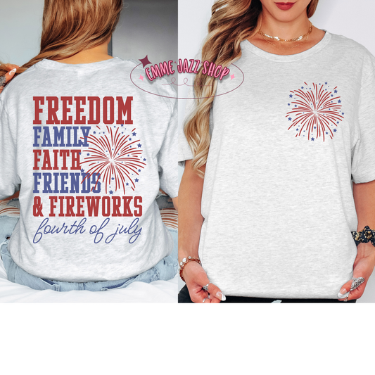 Fourth Of July Front & Back Adult T-shirt