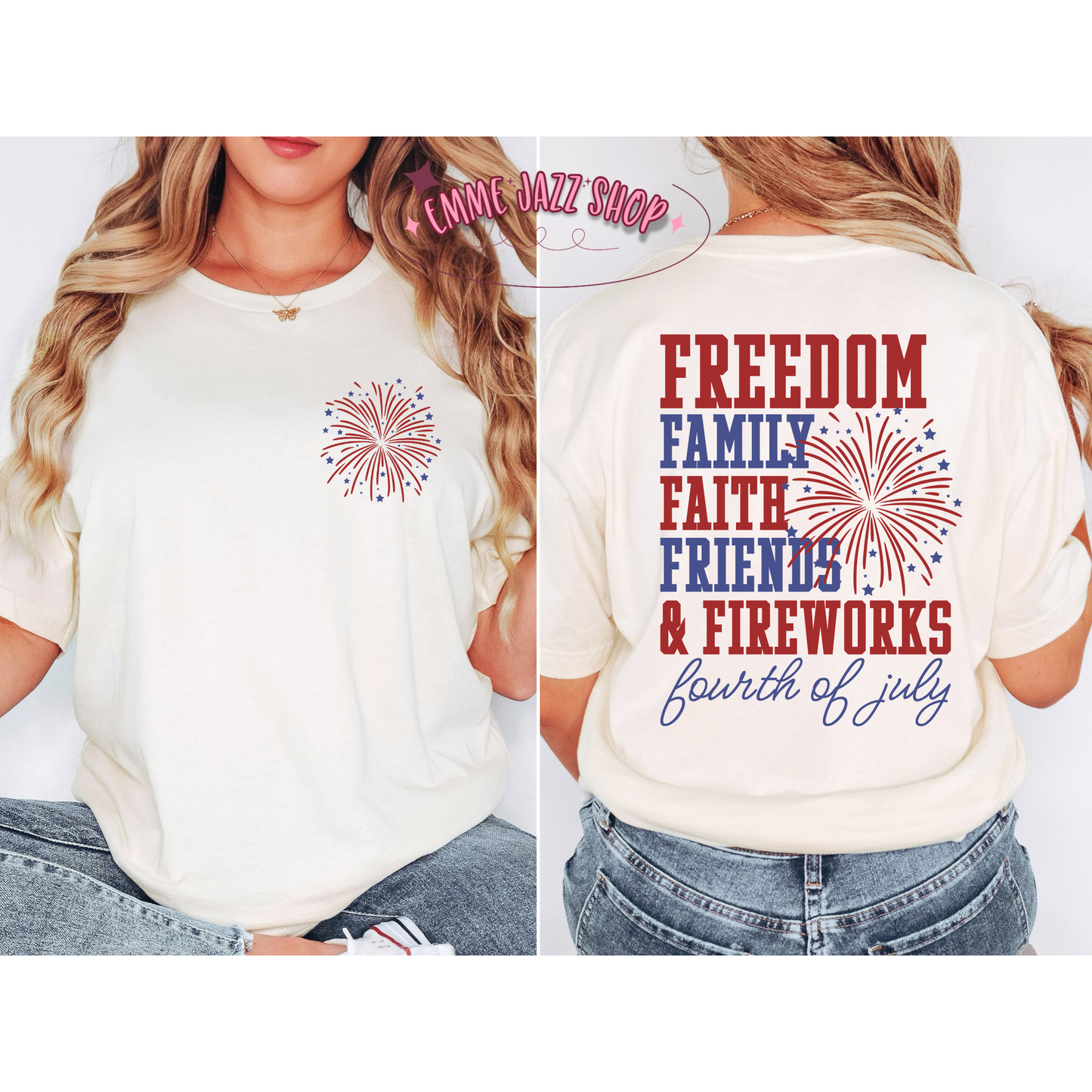 Fourth Of July Front & Back Adult T-shirt