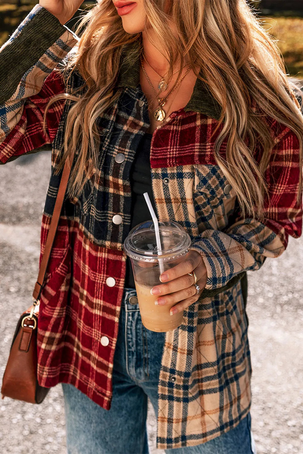 Plaid Button Up Long Sleeve Jacket