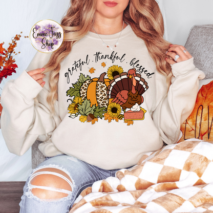 Grateful Thankful Blessed Thanksgiving Sweatshirt