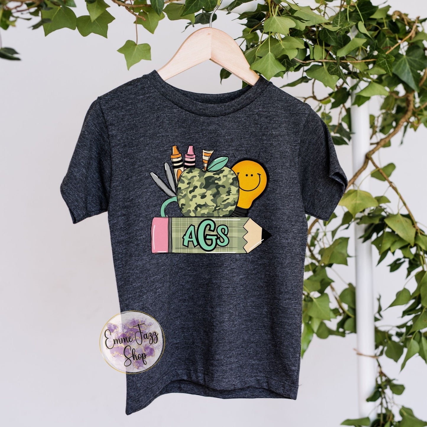 Faux monogram school tshirt