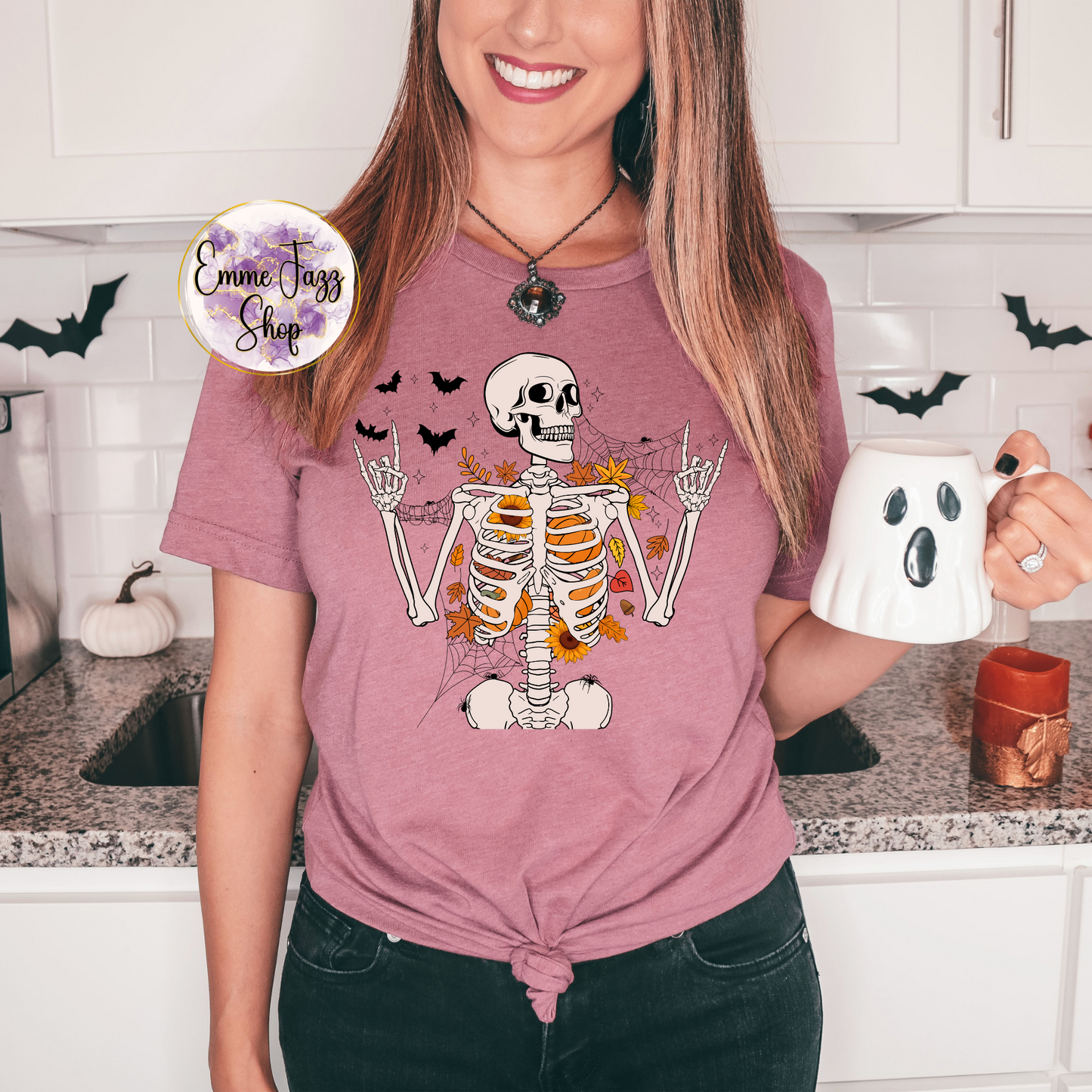 Cute Fall Rockin' Skeleton T-shirt