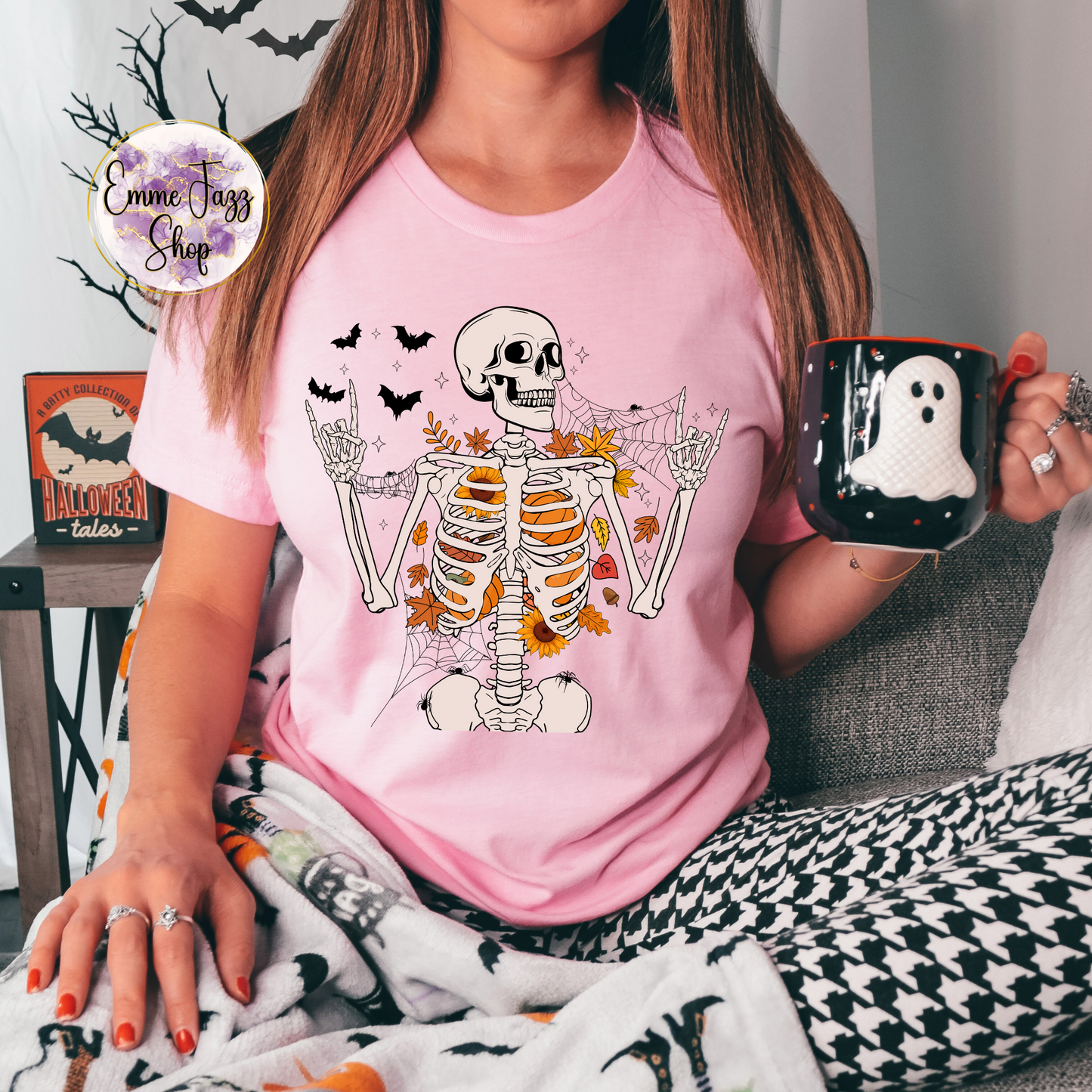 Cute Fall Rockin' Skeleton T-shirt