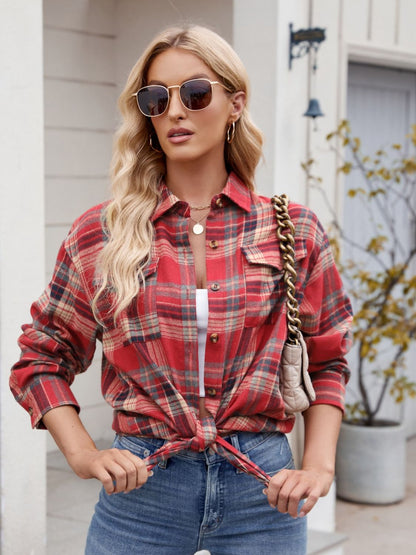 Mandy Plaid Button Up Long Sleeve Shirt