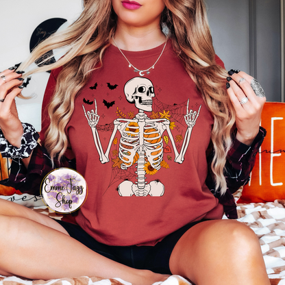 Cute Fall Rockin' Skeleton T-shirt