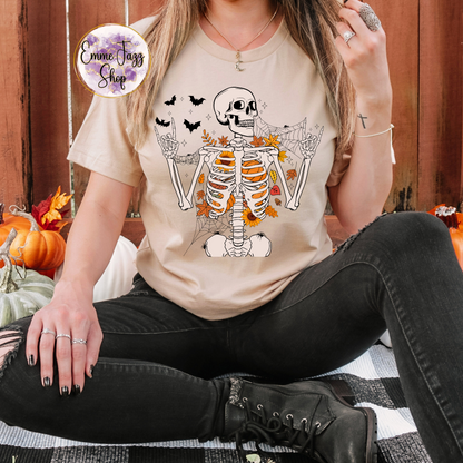 Cute Fall Rockin' Skeleton T-shirt