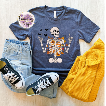 Cute Fall Rockin' Skeleton T-shirt