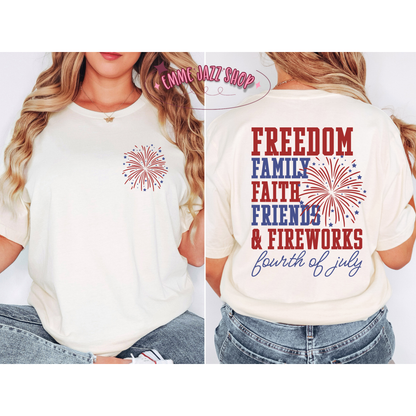 Fourth Of July Front & Back Adult T-shirt
