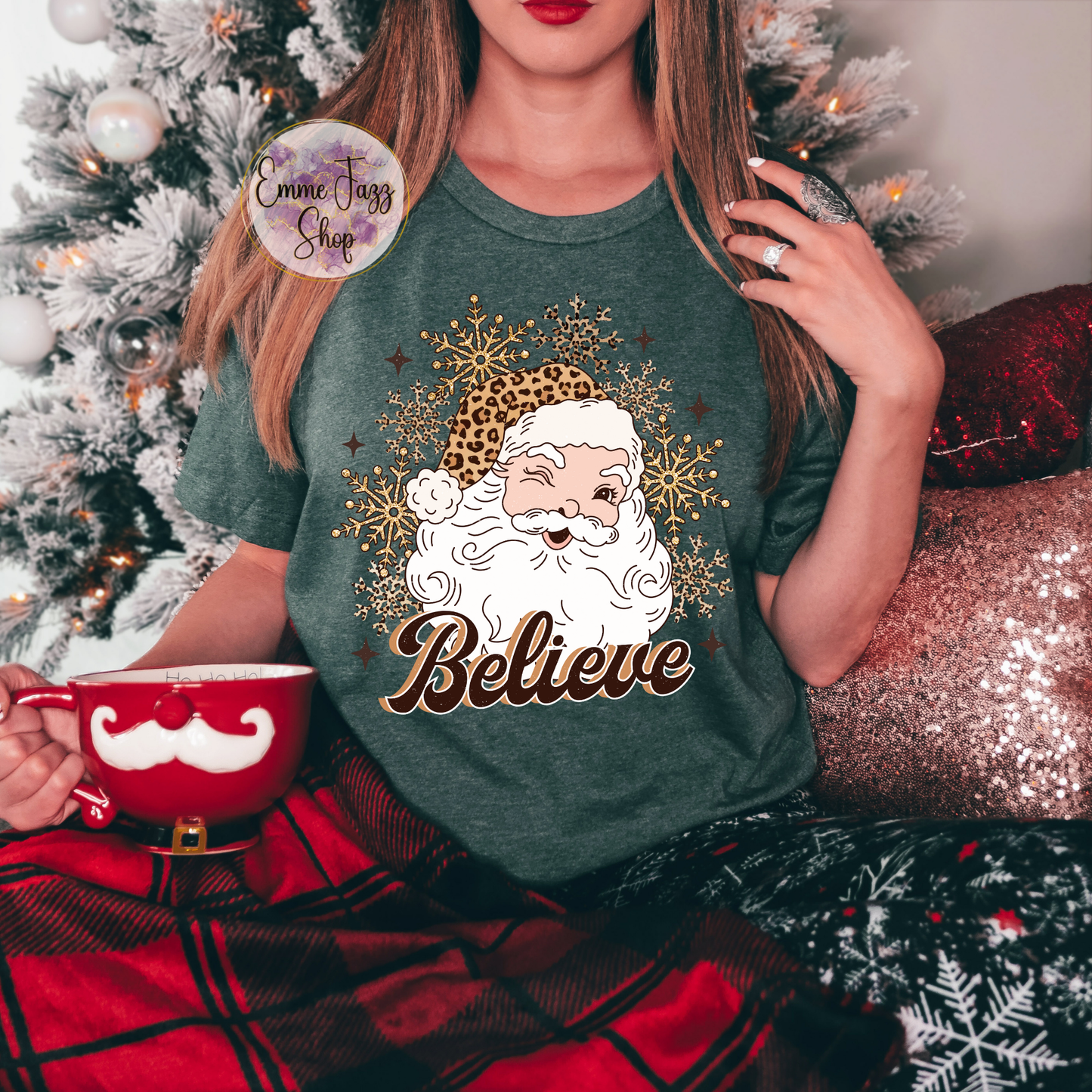 Believe Santa Leopard Shirt