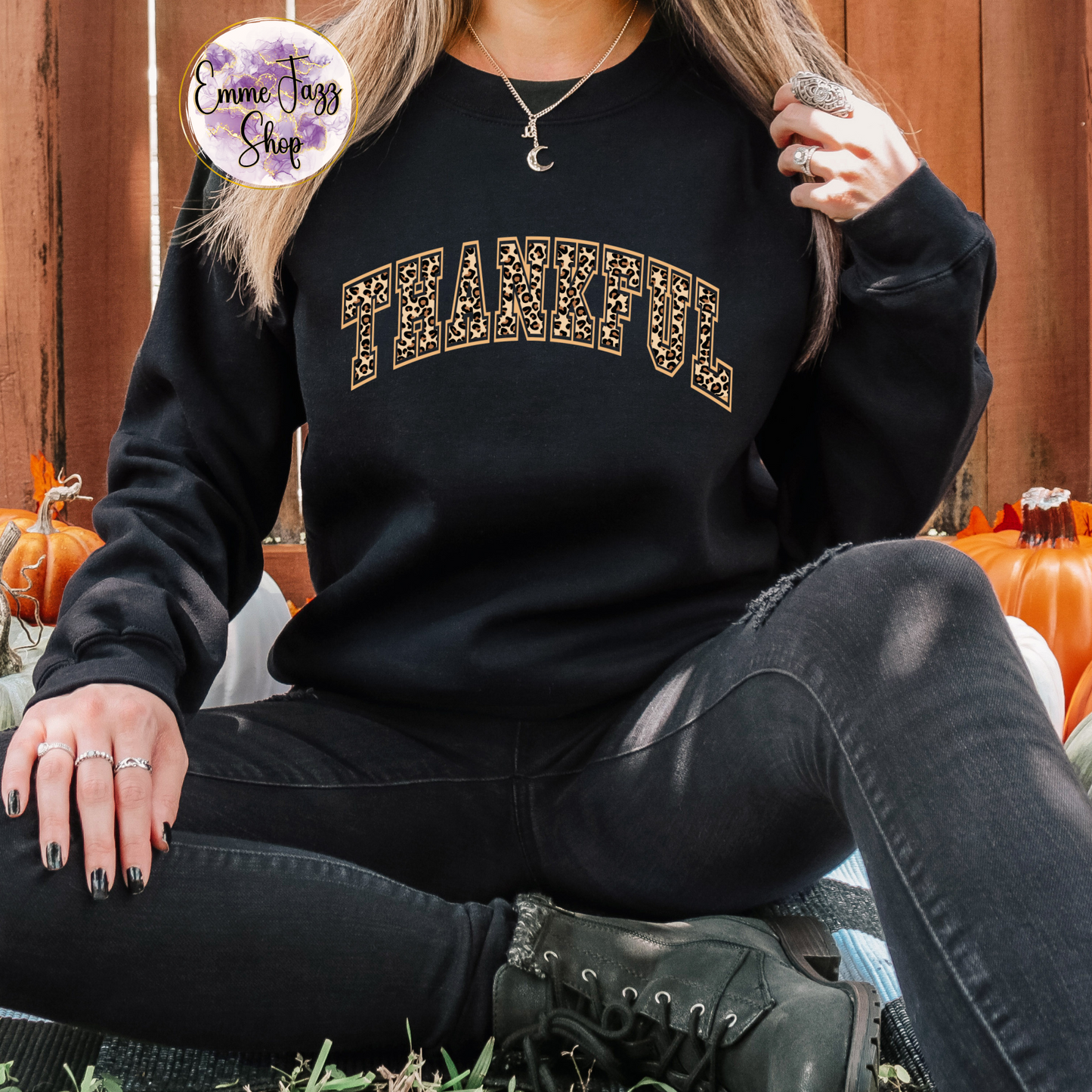 Thankful Leopard Print Sweatshirt