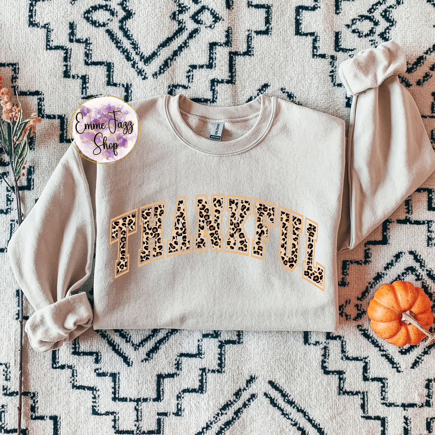 Thankful Leopard Print Sweatshirt