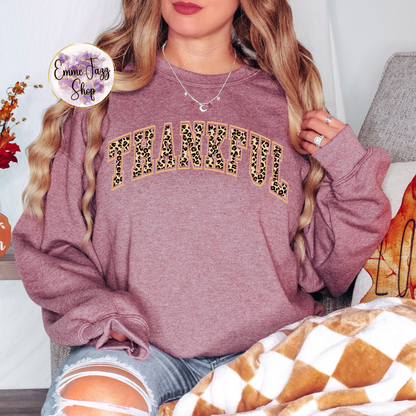 Thankful Leopard Print Sweatshirt