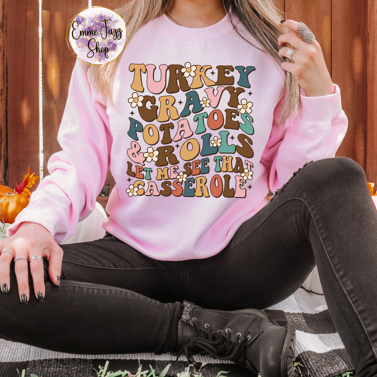 Turkey gravy potatoes & rolls Let me see that casserole adult sweatshirt