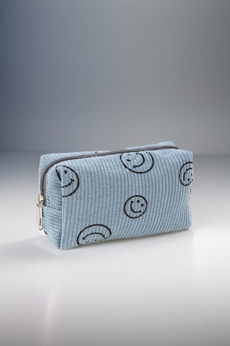 Zenana Smiley Face Corduroy Cosmetic Pouch