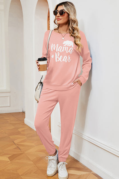 MAMA BEAR Graphic Sweatshirt and Sweatpants Set