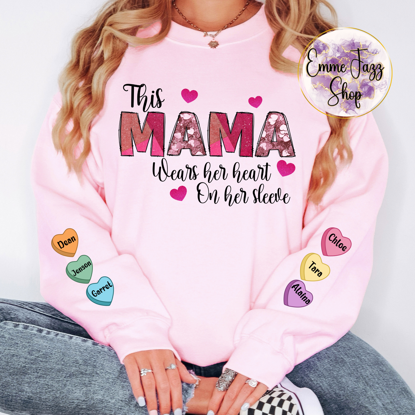 Mama wears her heart on her sleeve Sweatshirt