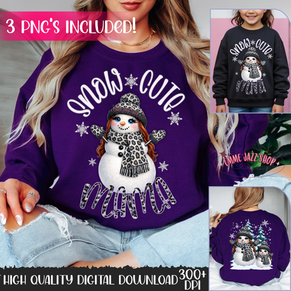 Snow Cute Mama & Mini PNG Digital Download Bundle