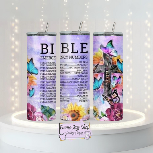 Bible Emergency Numbers Tumbler