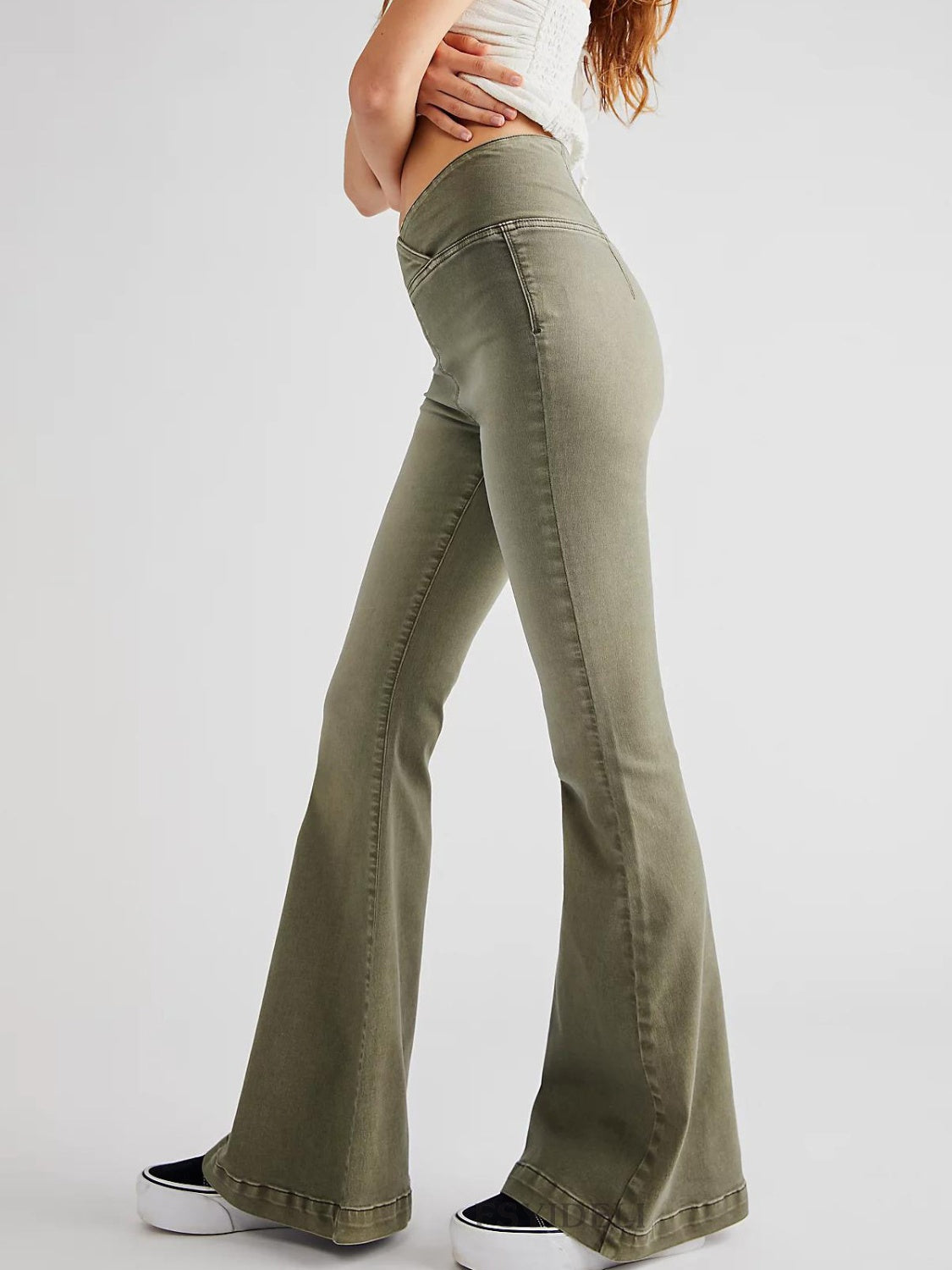 Asymmetric Waist Flare Jeans