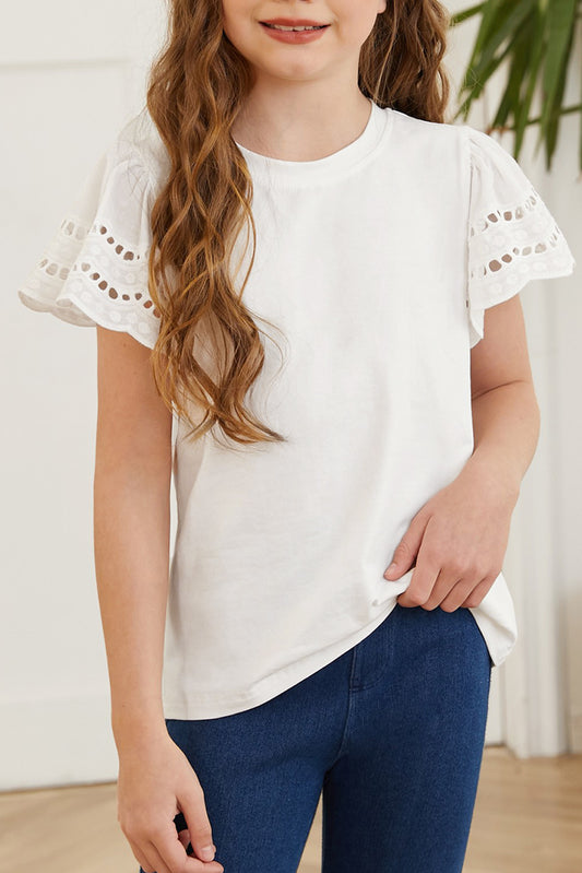 Round Neck Flutter Sleeve T-Shirt