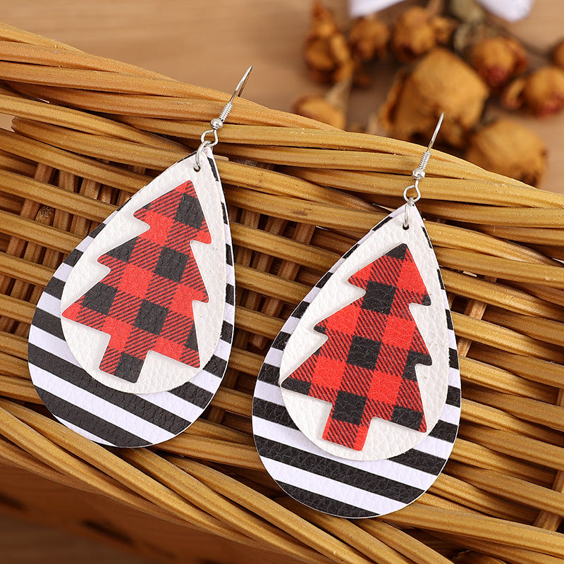 Christmas Tree PU Leather Earrings