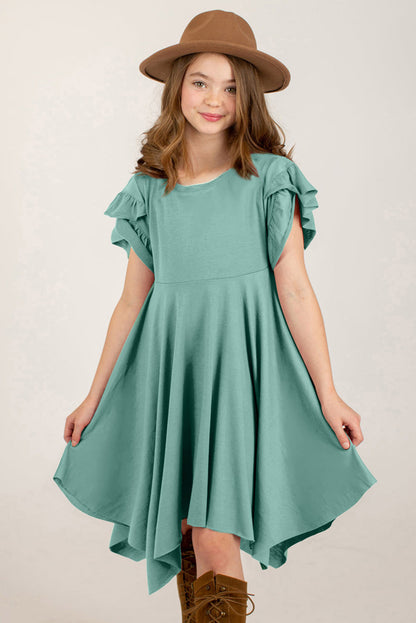 Round Neck Petal Sleeve Dress